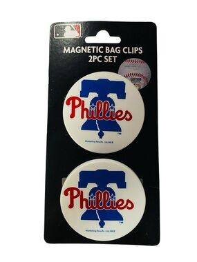 NWT Phillies Red/White/Blue Magnet Bag Clips (Set of 2)